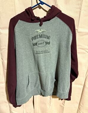 Snap-on Men’s Gray/Burgundy L Pullover Fleece Hoodie Colorblock Graphic Logo